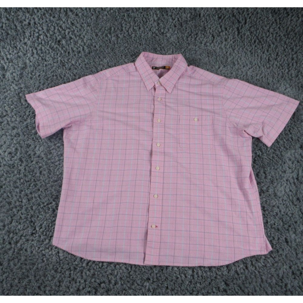 Cremieux Performance Shirt Mens Extra Large Pink Club 38 Plaid Short Sleeve